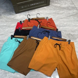 Custom Logo Summer Men's Mesh Lining Two Layers Nylon Four Way Stretch Beach Shorts Men Swimming Trunks Shorts
