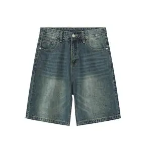 Washed Denim Cotton Jean Shorts Men Jeans Long Denim Shorts for Men