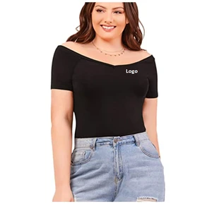 Unique Design Women's Plus Size Basic Off Shoulder T-Shirt Top