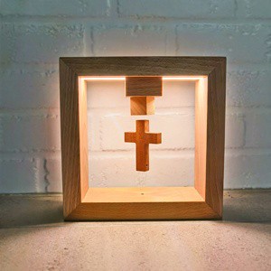 Cross Wooden Christian Decorations Portable Wooden Table Lamp Magnetic Floating Lamp High Quality Wood Light for Home Decoration