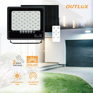 Outdoor Remote Control Solar Lights IP65 Weatherproof Aluminum LED Flood Light Motion Sensor 6500K 5-Year Warranty Security Lamp