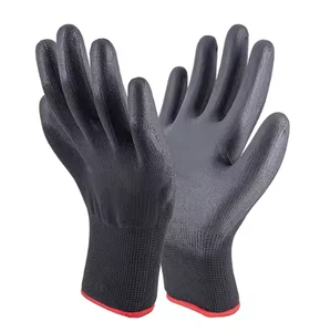 13g Green Polyester Liner Black PU Palm Coating Men's Safety Work Gloves Construction Grip Protection Industrial Safety Gloves