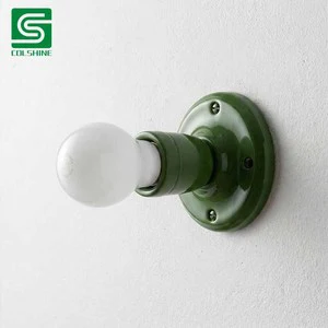 Green Porcelain E27 Screw Bulb Socket Lamp Holder Ceiling Rose Indoor Use