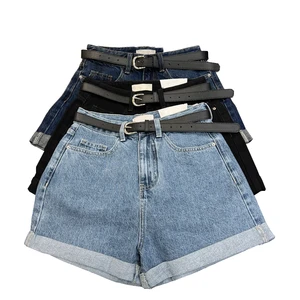 Wholesale High-quality Women's High Waisted Denim Shorts with Waistband, Elastic Summer Casual Retro Jeans