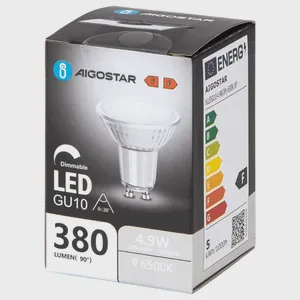 lmpara led gu10 4,9w 6500k regulable con cristal copa, ideal para iluminar espacios y crear ambientes personalizados.