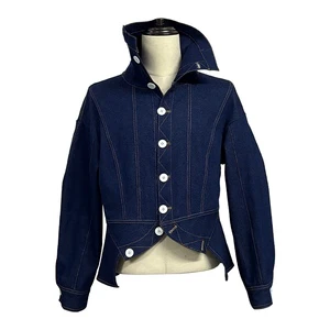 MOQ: 1 Piece | Customizable: Stylish Street Cool Personality Stand Collar Niche Design Trendy Metallic Denim Jacket