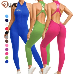 Women Backless Sports Romper Breathable Quick Dry Lightweight Full Length Outdoor Sleeveless Gym Bodysuit Workout Yoga Jumpsuits