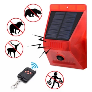 Solar Strobe Light with Motion Detector Remote Controller Solar Alarm Lamp 129db Sound Security Siren Lights IP65 Waterproof