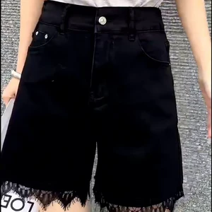 Plus Size Women's Black High Waisted Cargo Denim Shorts Zipper Fly 3D Pocket Eco-Friendly Breathable Quick Dry Casual Summer