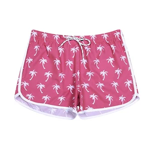 Wholesale Custom Print Breathable Plus Size Eco-Friendly Swim Trunks Beachwear Casual Women Elastic Mid Beach Shorts