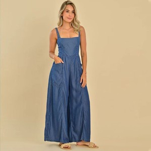 Customized Denim Overalls Women High Waist Wide Leg Comfortable Lightweight Spring Summer Jumpsuit
