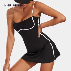 Moisture-Wicking Quick Dry Nylon Spandex Tennis Sports Skirt Chest Pads Lined One-Piece Golf Fitness All Seasons Outdoor Short
