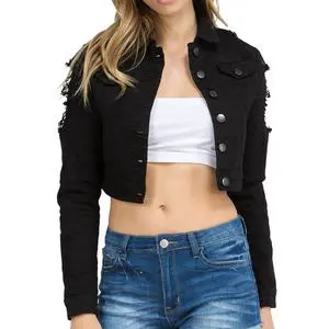 High Quality Women's Denim Jeans Jacket Button-Up Washed Breathable Eco-Friendly Winter 100% Cotton Regular Wholesale