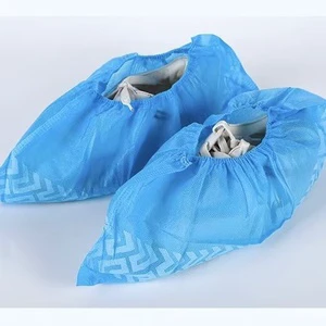 Disposable PP Non Woven Anti-Skid Strap-On Closure Steel Toe Shoe Covers-Safety Boots for Visitors 35g/m2