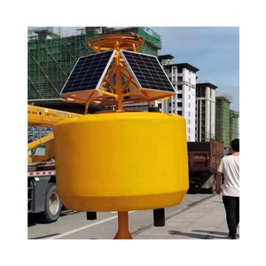 Smart Ocean Water Quality Monitoring Floating Buoy With Data Technology Solar Panels and Navigation Light System