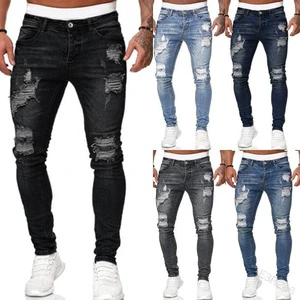 YUBOFEI Men's Premium Denim Ripped Skinny Jeans Versatile Daily Wear