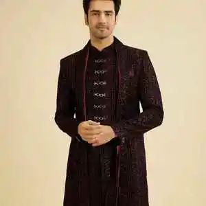 Classic Royal Casual Men Wedding Party Sherwani Indian Pakistani Groom Dulha Dress Wrinkle Free Sun Protection All Seasons