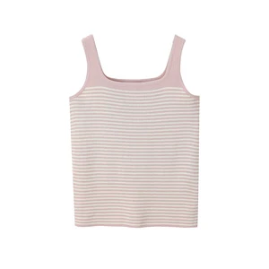 Plus Size Women's Striped Knit Camisole Pink Black White Green Purple Viscose Tank Top With Label Suzhou Made