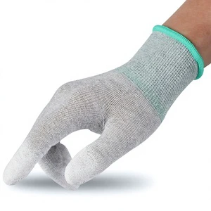 13 Gauge Touch Screen Compatible Anti-static Linner ESD Gloves With Conductive Carbon Fiber