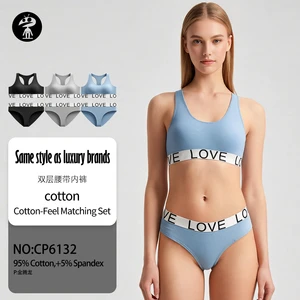 Wholesale 2 Piece Women's Sport Lingerie Set Black Seamless Yoga Bra Bikini Pant Breathable Low-Rise Bra&Panties Custom Logo