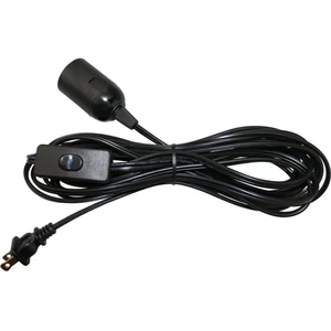 American Black Cable E26 Lamp Holder with Screw Style Electric Wire Light Socket and Hanging Lamp Gauge Plug Switch for Lights