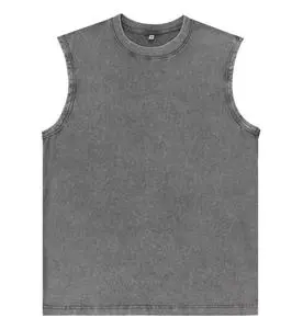 OEM Custom Label Cotton Workout Men Sleeveless Vintage T Shirt Oversized Cut Off Fitness Gym Acid Washed Tank Top Men