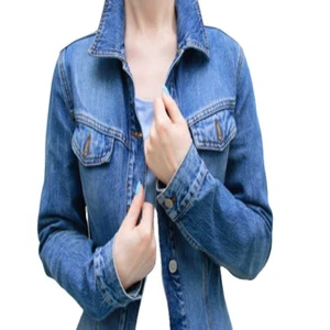 Women's Breathable Cotton Filled Knitted Denim Jacket with Rivets
