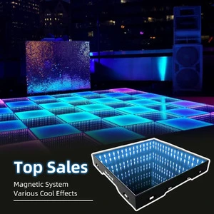 DMX512 Control IP67 Waterproof Outdoor Interactive Moving Colorful Wedding Disco LED Dance Floor 3D Tiles RGB Colors for Rental