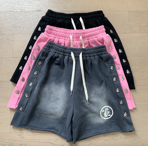 100% Cotton Helstar Street Style NFC Hip-hop Printed Terry Cloth Washed Vintage Men's and Women's Loose Shorts for Summer