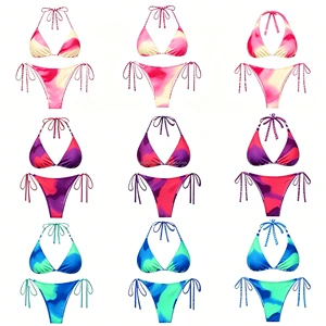 Custom Luxury Swimwear For Women Pastel Stripe Bikini Set Designer Custom Logo Bikini Swimsuit OEM Swimwear Manufacturing