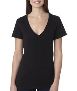 Wholesale High-Quality Plus Size 100% Cotton Ladies' Deep V-Neck Casual T-Shirts