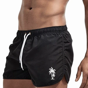 Men's Coconut Tree Print Quick Dry Beach Shorts Summer Casual Vacation Swim Trunks