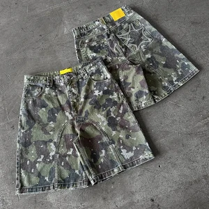 Custom Men's Y2K Camo Cargo Denim Shorts Wholesale Streetwear Baggy Jeans Shorts Manufacturer Private Label