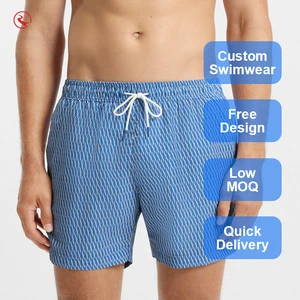Custom LOGO Swim Trunks Men's Swimwear QUICK DRY Fabric Mid Waist Men's Beach Shorts Swim Trunk Floral Print Board Shorts