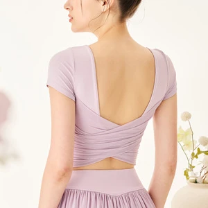Summer New Short-sleeved Top Women's Hollowed-out Beauty Back Yoga Top Slimming Sexy Pilates Dance Yoga Wear T-shirts