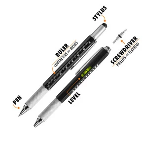 Best Selling 6 In 1 Tool Multi Function Pen With Print Logo Stylus Multifunction Multitool Multi-function Ballpoint Ball Gifts