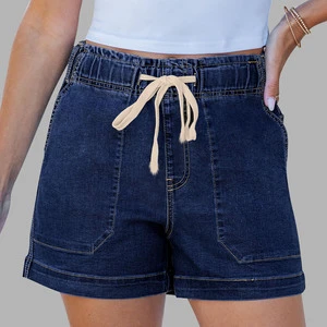 Women's Elastic Waist Drawstring Denim Shorts Casual Summer Jean Shorts OEM ODM