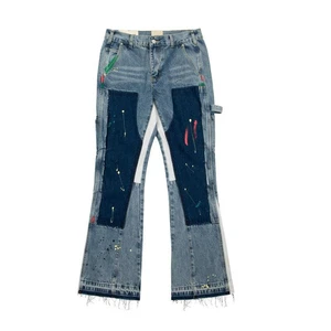 Trending Men's Custom Streetwear Baggy Denim Pants Graffiti Printing Vintage Custom Jeans Men Flared Pants Oversized Men's Jeans