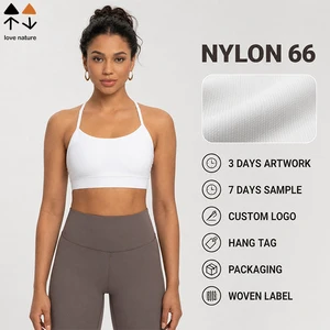 Women Sports Bra Nylon66 Removable Pads Quick Dry Y Back Buttery Soft High Elastic Yoga Running Gym Bra OEM ODM Bulk Supply