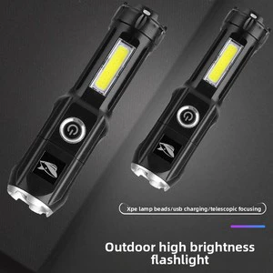 ABS USB Rechargeable Strong Light Focusing Camping Flashlight 100-200m Beam Distance Portable Household Use Power