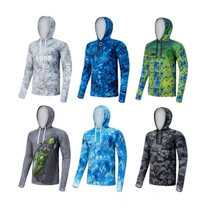 Customized Sublimation Blank Long Sleeve Hooded Fishing Shirts Uv protection Quick Dry Custom Breathable Sun protection Clothing