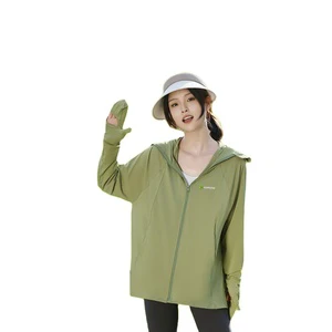 Wholesale Women's Summer Outdoor Original Yarn Ice Silk Fingertip Anti-Ultraviolet Loose Black Plastic Sun Protection Clothing