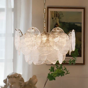 Retro French Court-Style Chandeliers, Italian Handcrafted Glass Bedroom and Dining Room Lamps, American Artistic Living