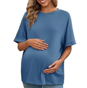 Plus Size Half Sleeve Crew Neck Loose Fit Women's T-Shirts For Pregnancy Wears Nursing Shirts Breastfeeding Mother Tees Shirts
