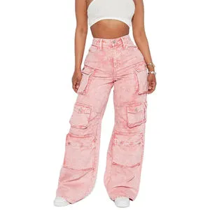 2024 Casual Mid Skinny Straight-leg Denim Women Jeans Breathable Waterproof OEM High Street Style Streetwear Solid Embroidery