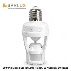 Sprlux Light Socket Adapter, Screw-in Motion Sensor Bulb Holder for Indoor/Outdoor Use - Automatic Light Control