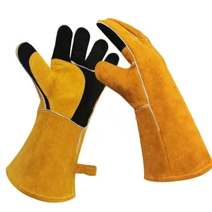 Customizable Leather Welding Gloves Heat Fire Resistant Cut-Resistant Heavy-Duty Industrial Safety Work Gloves Anti-Slip Safety