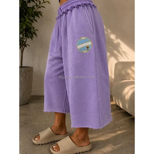 Custom Designer 100% Cotton 3/4 Sweatpants Acid Wash Capris Pants Men Summer Baggy Sweat Shorts De Hombre