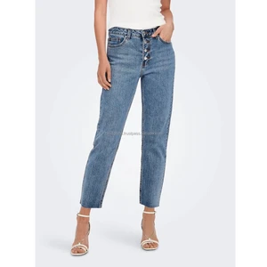 Ladies Women's Pants Jeans Women Denim Fabric Skinny Ladies Sexy Women's Pants Style Blue Color Leg Button Fly Jeans