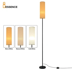 Modern Minimalist E27 LED Floor Lamp With Fabric Shade Iron Stand Straight Tube Ambient Sofa Lighting For Living Room Bedroom